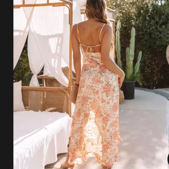 Anthropologie Dress Forum Cream and Pink Floral Slip Wedding Guest Dress Size S - Picture 3 of 7